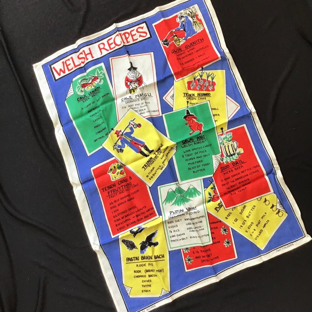 Welsh Recipes Tea Towel Vintage Kitchen Towel